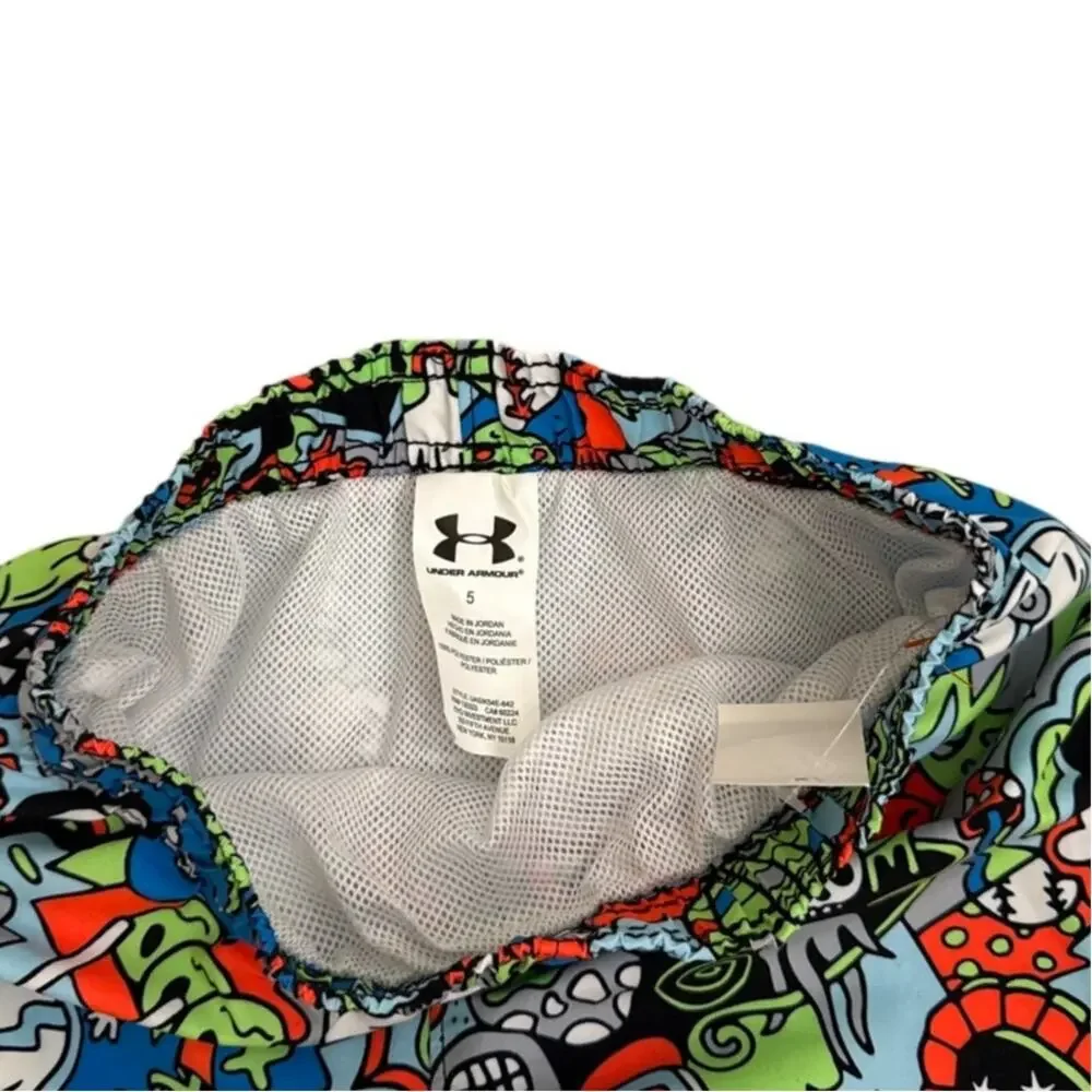 NWT Under Armour Bathing Suit Neon Mesh Lined Swim Trunks Size Youth 5 NWT